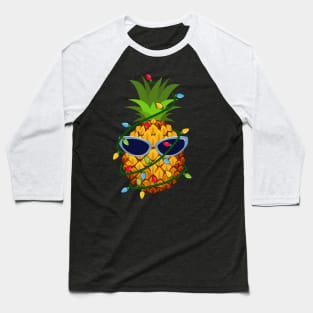 Pineapple Christmas Tree Lights Xmas Boys Men Sunglasses Baseball T-Shirt